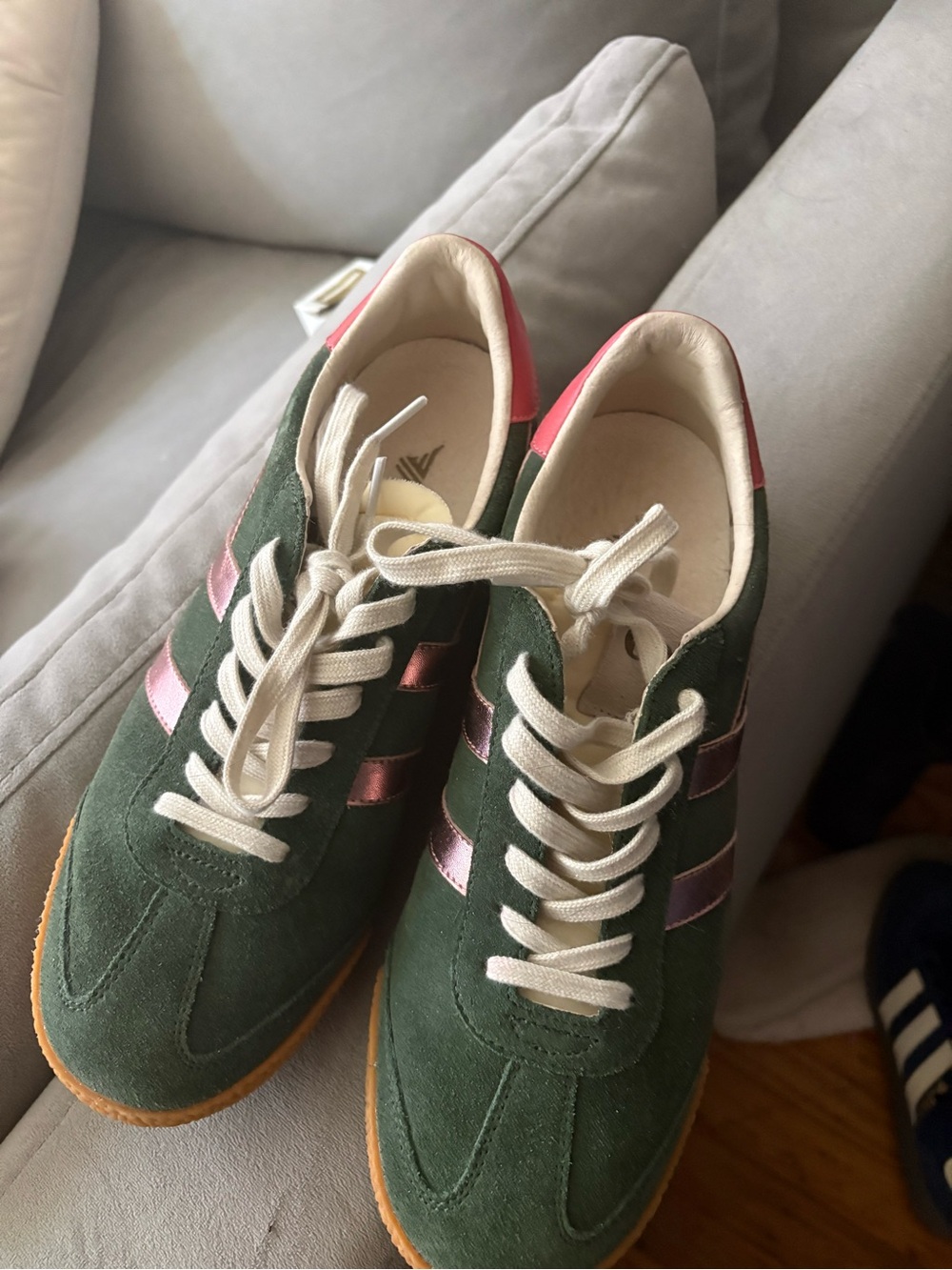 Gola Green Suede Sneakers with Rose Metallic Accents - Picture 3 of 4